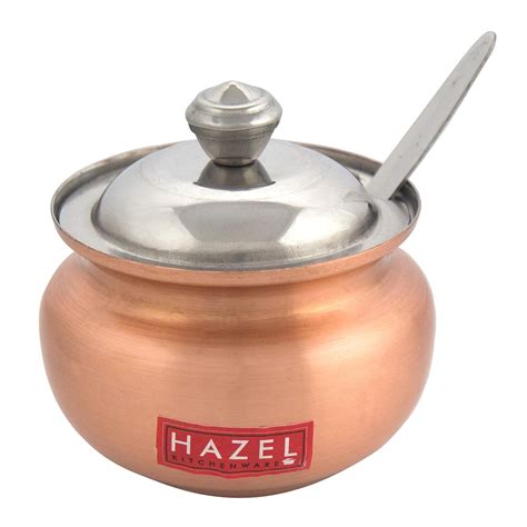 Hazel Ghee Pot With Spoon Ml Copper Coated Stainless Steel Ghee