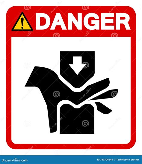 Danger Hand Crush Hazard Symbol Sign Vector Illustration Isolate On