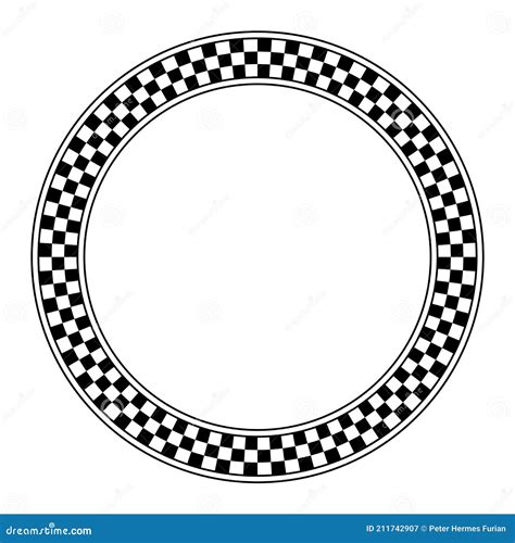 Circle Frame With Checkered Pattern, Round Border With Checkerboard ...