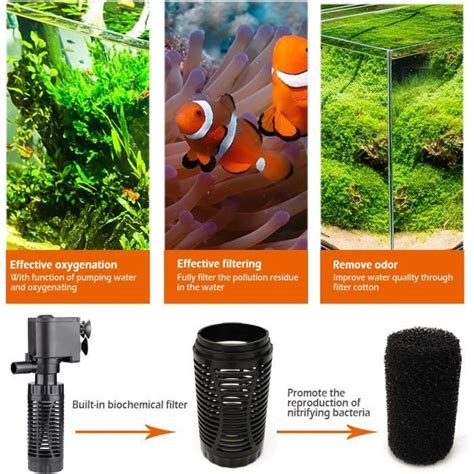 Bps Pompe Submersible Pour Aquarium Avec Filtre 12 W 800 L H Pompe À