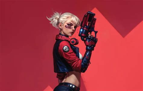 Обои girl gun fantasy headphones blonde на телефон и рабочий стол раздел фантастика