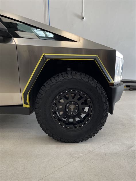 37s Tires 37 X 125 Inch Test Fit On Cybertruck Tesla Cybertruck