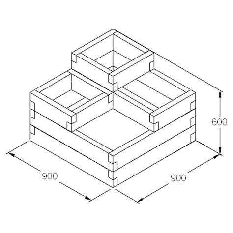 Caledonian Wooden 3 Tier Raised Garden Bed Flower Planter Frame