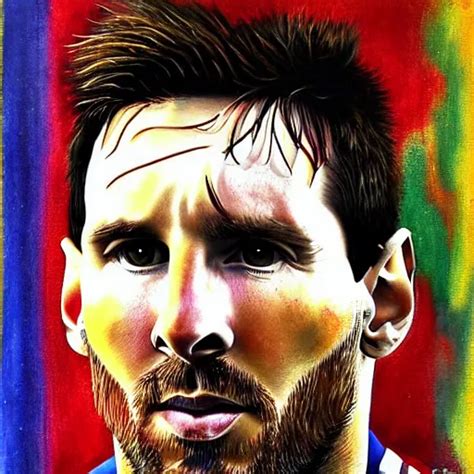 A Portrait Of Lionel Messi In A Scenic Environment By Stable