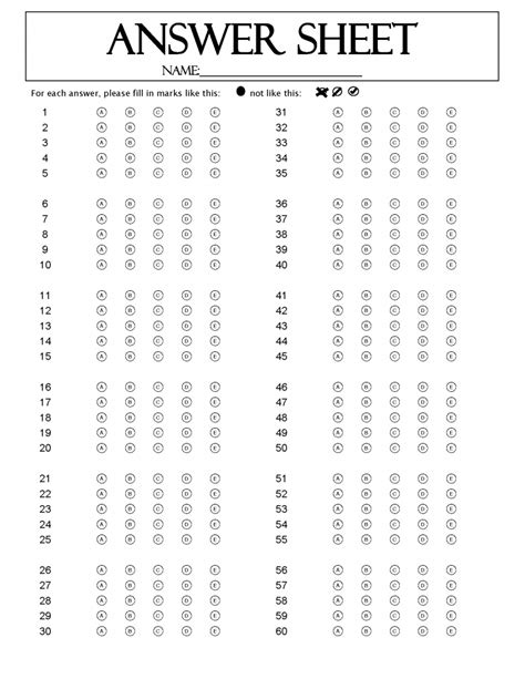 Free Printable Bubble Answer Sheets Free Printable