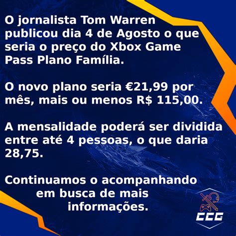 Xbox Game Pass Plano Família Chegando R Clubeculturagamer