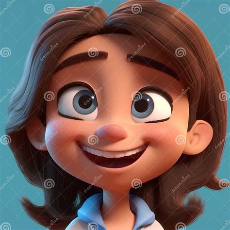 3d Render Of A Cartoon Girl Smiling At The Camera Stock Illustration