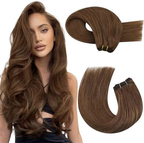 Moresoo Remy Weft Hair Extensions Human Hair Brown Sew In