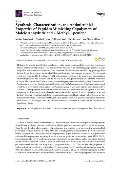 Synthesis Characterization And Antimicrobial Properties Of Peptides