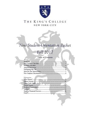 Fillable Online New Student Orientation Packet Fax Email Print Pdffiller