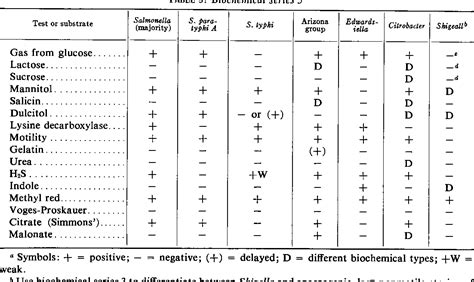 Enterobacteriaceae Identification Chart