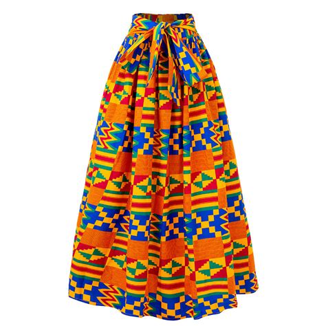 African Ankara Wax Print Maxi Skirt Shenbolen