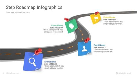 Roadmap Infographics With Colorful Paper Notes On The Sides And Arrows