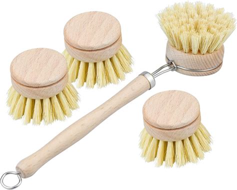 COCOCITY Lot de 4 Brosses à Vaisselle en Bois Set de Brosses de