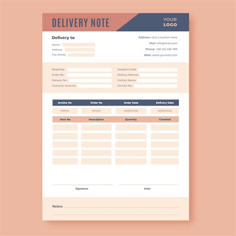 Free Vector Flat Design Delivery Note Template