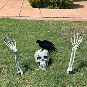 LRIGYEH Halloween Decorations Skeleton Stakes with Crow Set ...