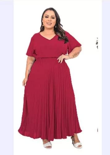 Vestido Plus Size Glam Preto Evangelica Feminino Social Midi