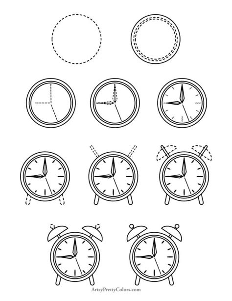 How To Draw A Clock Step By Step - Artsy Pretty Colors