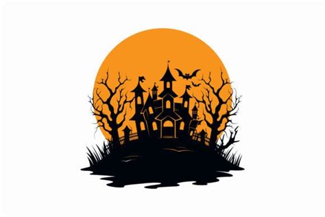 Halloween Hunted House Vector Shilhouett Graphic By Jesmindesigner