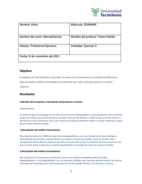 Ejercicio 5 Ejercicio Obligatorio Para La Materia Nombre Karla