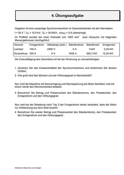 Bung Elektrische Maschinen Elektrische Maschinen Und Anlagen