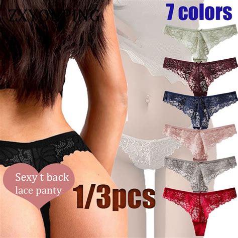 Zxyouping Pcs Sexy Lace Panty For Women Set Low Rise Hollow Plus Size Panty T Back Bikini