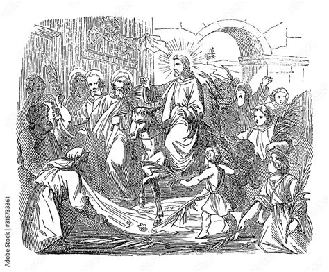 Stockvector Vintage Drawing Or Engraving Of Biblical Story Of Jesus