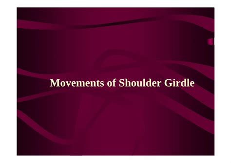 Pdf Movements Of Shoulder Girdle Gmch Lectures Anatomy Ul Shoulder Girdle Movement Pdf