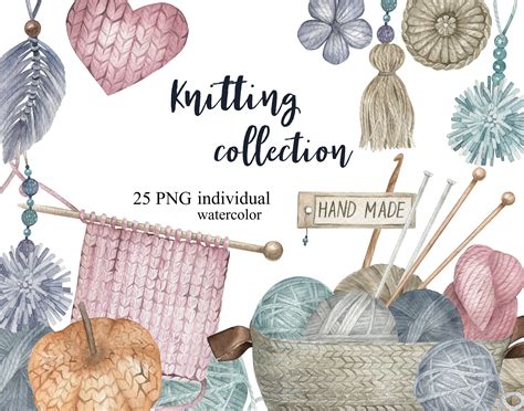 Watercolour Knitting Collection Crochet And Knitting Clipart Etsy