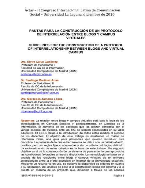 Pautas Para La Construcci N De Un Protocolo De Interrelaci N Entre