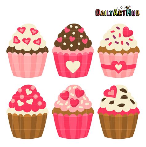 Heart Cupcakes Clip Art Set – Daily Art Hub – Free Clip Art Everyday