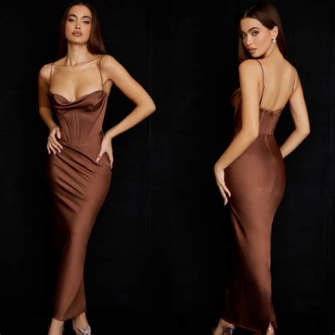 House Of Cb Dresses House Of Cb Charmaine Chocolate Corset Maxi