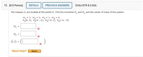 Solved Points Details Previous Answers Scalcet Chegg