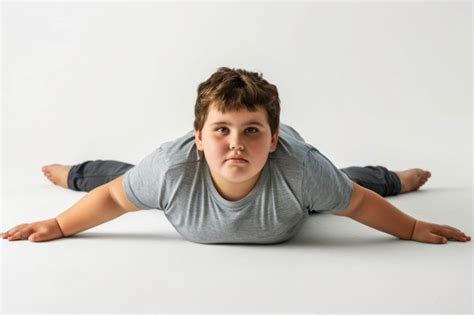 Premium Photo Happy Overweight Kid Struggling With Obesity Doing