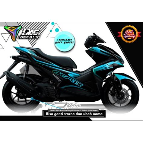 Jual Sticker Decal Full Body Yamaha Aerox Hitam Biru Muda Shopee