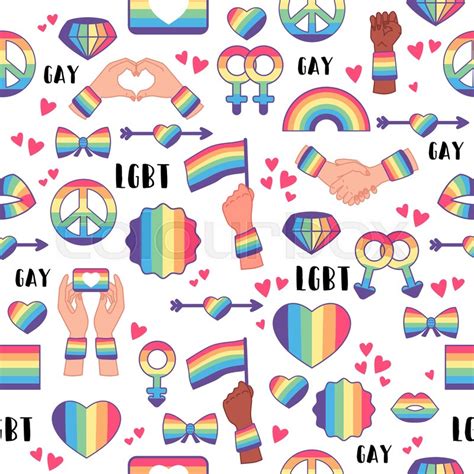 Seamless Pattern With Rainbow Lgbt Stock Vector Colourbox