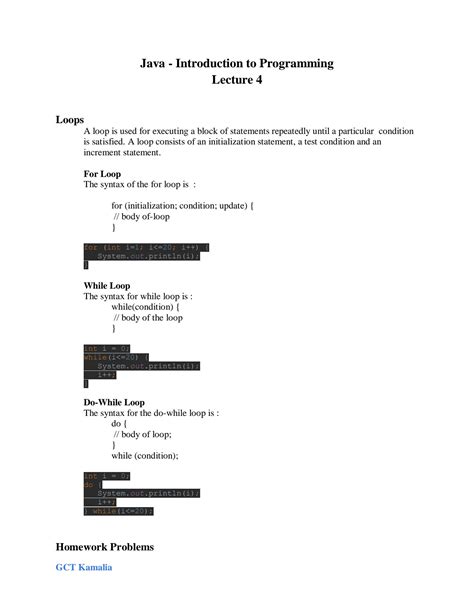 Solution Java Lecture 4 Notes Loops Core Java Study Material Pdf