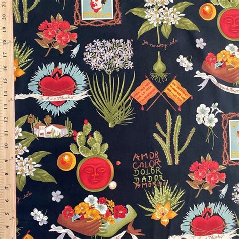 Viva Frida Black Alexander Henry Cotton Fabric Etsy