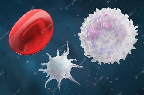 혈액은 적혈구 백혈구와 혈소판 3d 렌더로 구성됩니다 프리미엄 사진