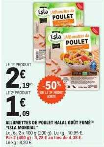 Promo Allumettes De Poulet Halal Goût Fumé isla Mondial chez E