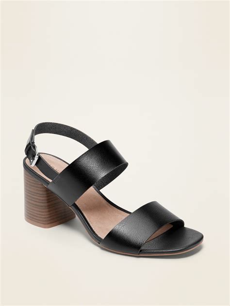 Faux Leather Slingback Block Heel Sandals For Women Old Navy