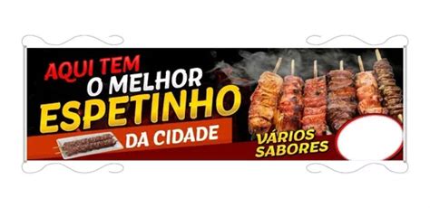 Faixa Banner Letreiro 60x300cm Espetinho Churrasquinho Parcelamento