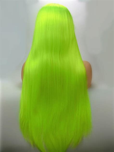 Neon Green Long Straight Lace Front Wig Synthetic Wigs Babalahair