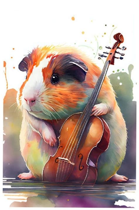 A Hamster Playing The Violin While Sitting Down