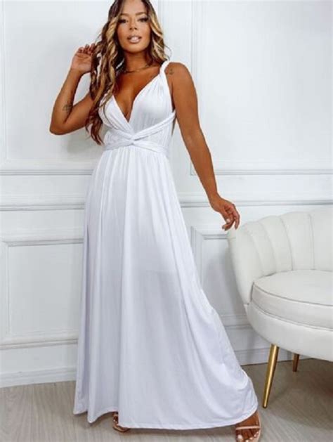 Vestido Longo Amarração Madrinha Casamento Formatura Branco