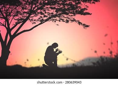 Repentance Worship Concept Prayer Kneeling Praying Stock Photo