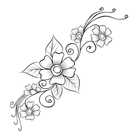 Download Free Vector line art and hand drawing flower art black and white flat design simple ...