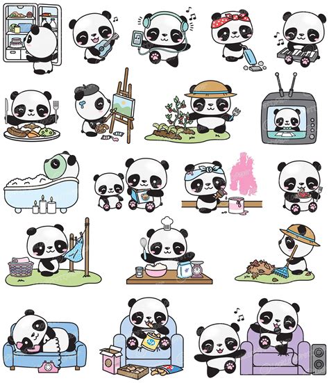 Premium Vector Clipart Kawaii Panda Cute Pandas Locked Down At Home