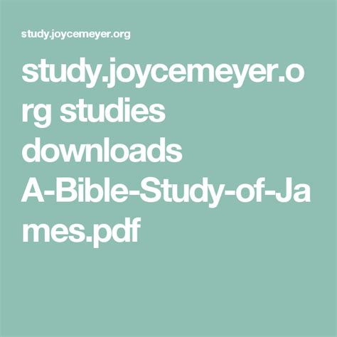 Joyce Meyer Study Guide Pdf