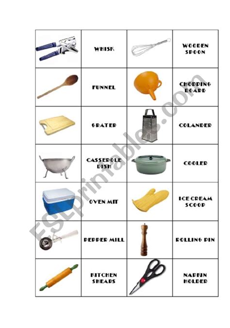 Kitchen Utensils Domino 1 Esl Worksheet By Pitudiaz